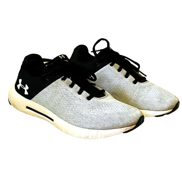 Under Armour Micro G Pursuit Shoes Running Mesh 7.5 Womens Gray Blk 3020221-101 - Picture 5 of 14